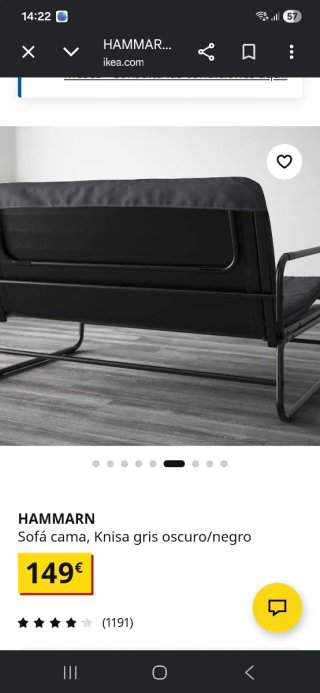 Sofá cama y colchon plegable Ikea gris/negro