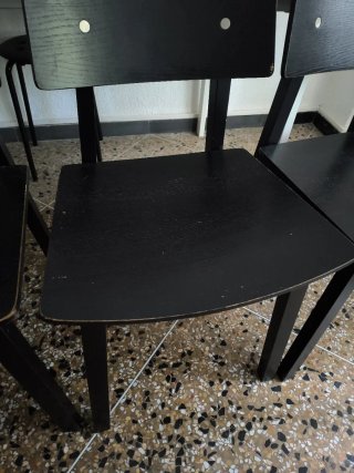 Juego de 3 Sillas Comedor Madera Negras
