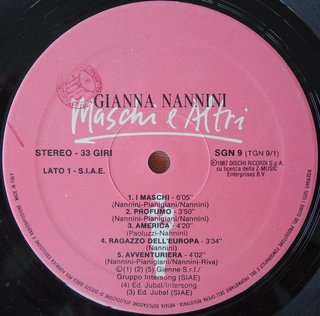 Gianna Nannini - Maschi e altri LP