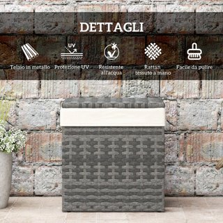 Cesta Contenitore da Giardino e Casa in Rattan con