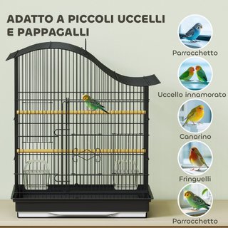 Gabbia per Uccelli a 4 Porte con 2 Ciotole, 2 Posa