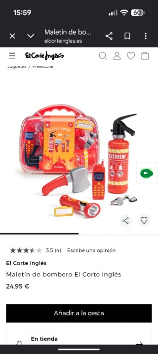 Disfraz bombero y maletín de juguete