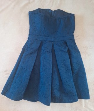 Abito blu damascato con fiocco Morg