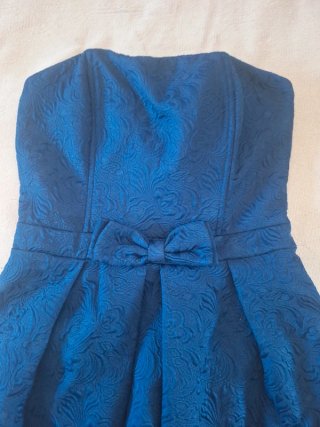 Abito blu damascato con fiocco Morg
