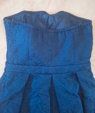 Abito blu damascato con fiocco Morg