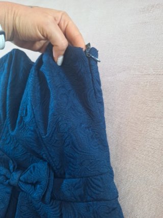 Abito blu damascato con fiocco Morg