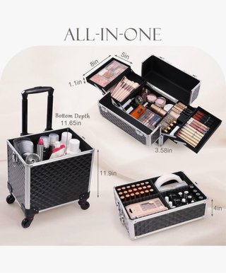 Maletín Maquillaje Profesional Negro con Ruedas