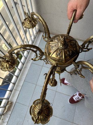 Lámpara de araña de 6 brazos de bronce, nueva