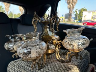 Lámpara de araña de 6 brazos de bronce, nueva