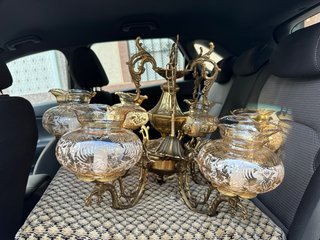 Lámpara de araña de 6 brazos de bronce, nueva