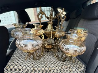 Lámpara de araña de 6 brazos de bronce, nueva