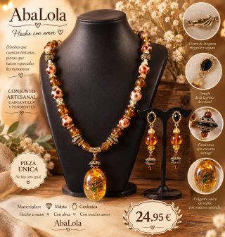 Conjunto artesanal AbaLola: Gargantilla y Pendient