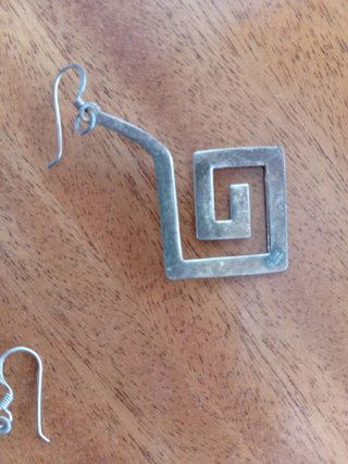 Pendientes plata espiral griega antiguos