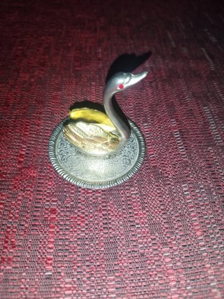 Anillero cisne antiguo plata y dorado