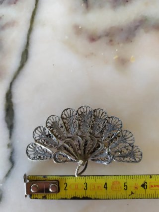 Broche Abanico Filigrana Plateada
