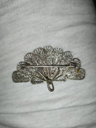 Broche Abanico Filigrana Plateada
