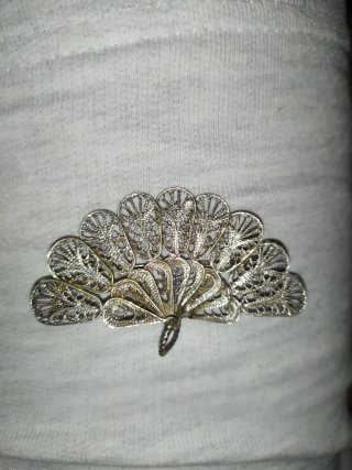 Broche Abanico Filigrana Plateada