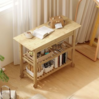 Carrello Cucina in Legno di Bambù con 2 Cassetti,
