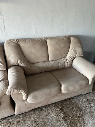 Conjunto de 2 sofás de tela beige 150 190 x 80cm