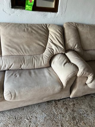 Conjunto de 2 sofás de tela beige 150 190 x 80cm
