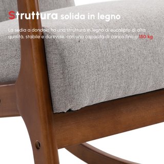 Poltrona a Dondolo Imbottita, Design Vintage in Le