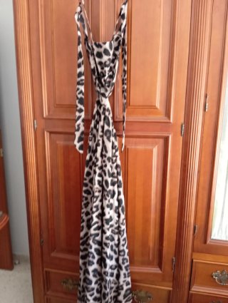 Vestido Leopardo Espalda Descubierta Talla Única