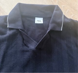Camiseta Zara Negra Talla L Rayas Verticales