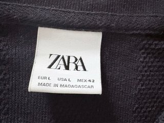 Camiseta Zara Negra Talla L Rayas Verticales