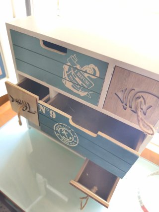 Cajonera Decorativa Madera Náutica 29x29x10