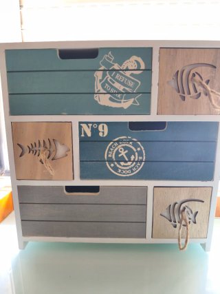 Cajonera Decorativa Madera Náutica 29x29x10