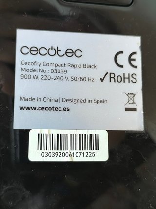 Freidora de aire Cecotec Cecofry Compact Negra