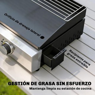 Barbacoa Gas 3 Quemadores Plancha Parrilla Negra