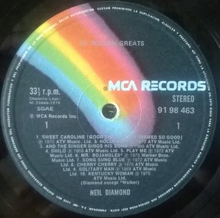 Neil Diamond 20 Diamonds Hits LP 12" 33 RPM