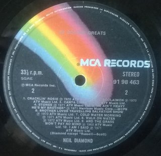 Neil Diamond 20 Diamonds Hits LP 12" 33 RPM