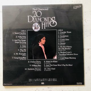 Neil Diamond 20 Diamonds Hits LP 12" 33 RPM