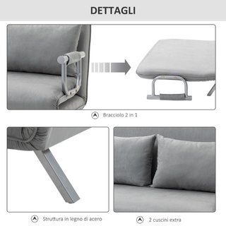 Divano Letto Singolo in Finta Pelle con Seduta Reg