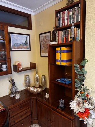 Mueble rinconera salón madera y cristal