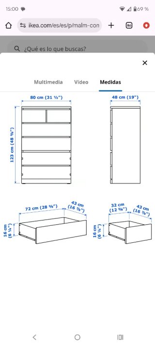 Cómoda MALM Ikea 6 cajones