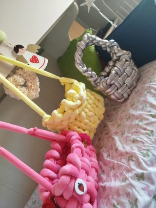 Borsette fatte a mano rosa e argento e gialla