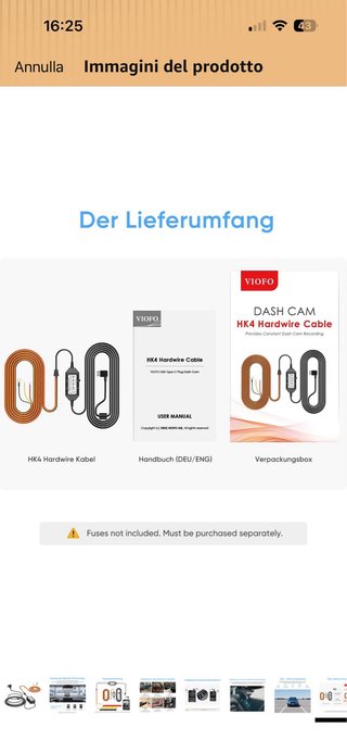 Kit Cavo Alimentazione Dash Cam Nuovo