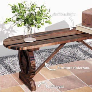 Panchina da Giardino con Gambe a Ruota di Carro e