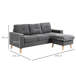 Ecksofa im Skandidesign, mit Knopfheftung, Massivh