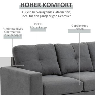 Ecksofa im Skandidesign, mit Knopfheftung, Massivh