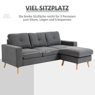 Ecksofa im Skandidesign, mit Knopfheftung, Massivh