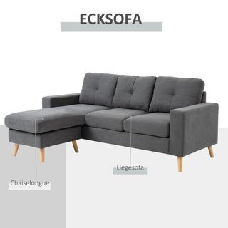 Ecksofa im Skandidesign, mit Knopfheftung, Massivh
