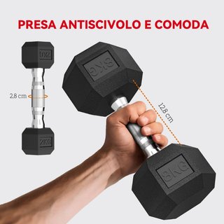 Set di Manubri Palestra con Supporto in Metallo e