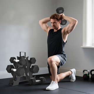 Set di Manubri Palestra con Supporto in Metallo e
