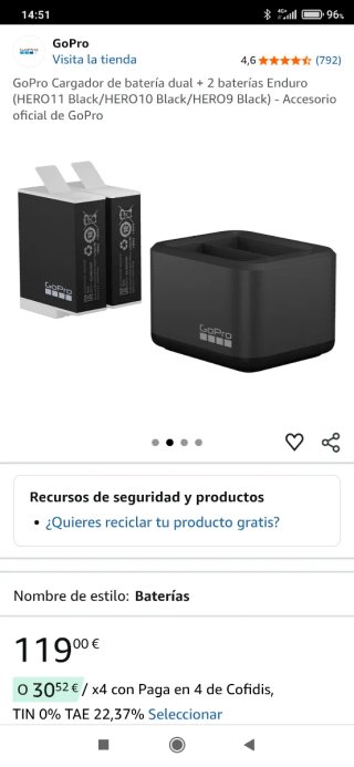 Caricatore Doppio + Batterie Enduro GoPro