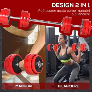 Set di Manubri Pesi 2 in 1 da 30kg, Dischi con Riv