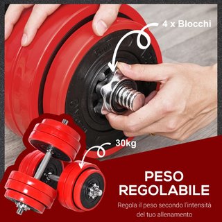 Set di Manubri Pesi 2 in 1 da 30kg, Dischi con Riv